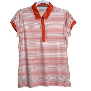 Nike Golf Tour Performance Dri-Fit Polo White Orange Sporty Athleisure Size M